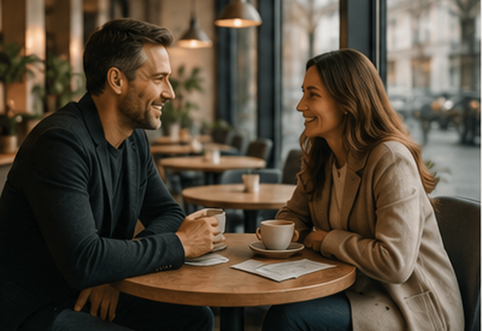 Paar bei einem ruhigen Treffen im Café